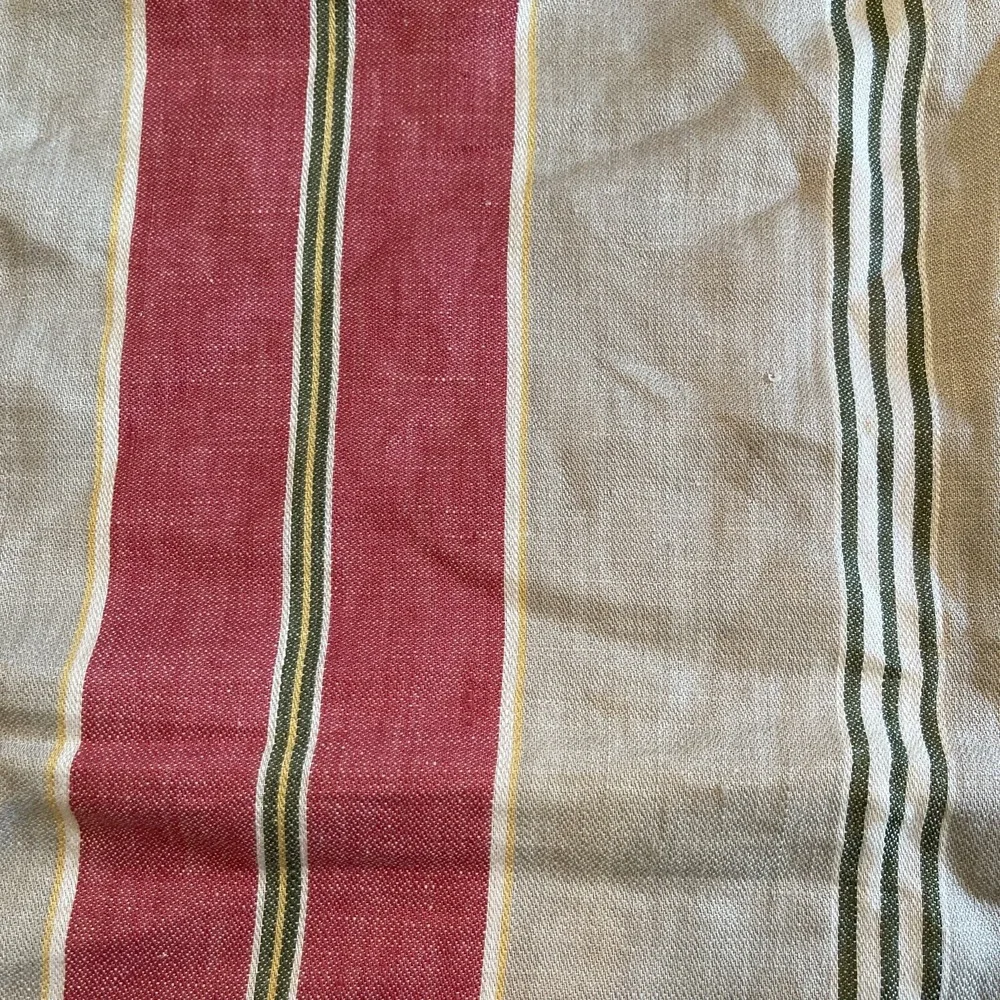 Pottery Pillow Cover Barn Riley Stripe‎ 18x18 Red Tan 100% Linen Farmhouse Throw